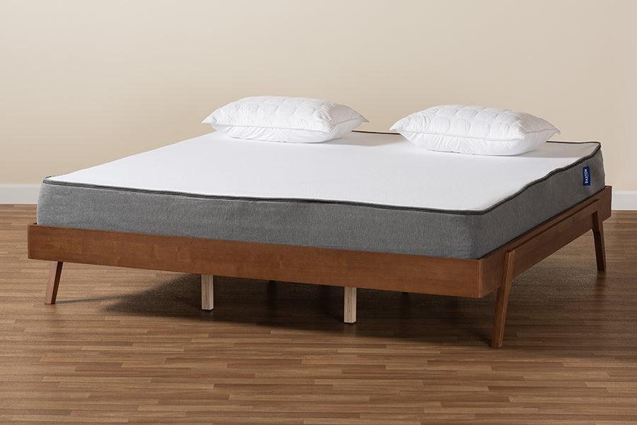 Sarita Mid-Century Modern Ash Walnut Finished Wood Queen Size Bed Frame FredCo