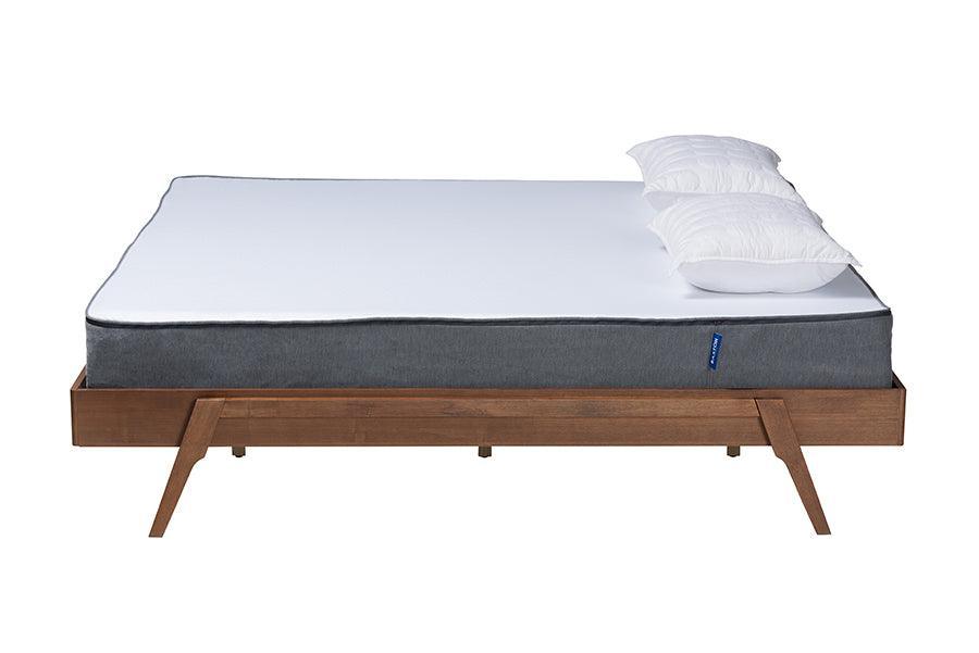 Sarita Mid-Century Modern Ash Walnut Finished Wood Queen Size Bed Frame FredCo