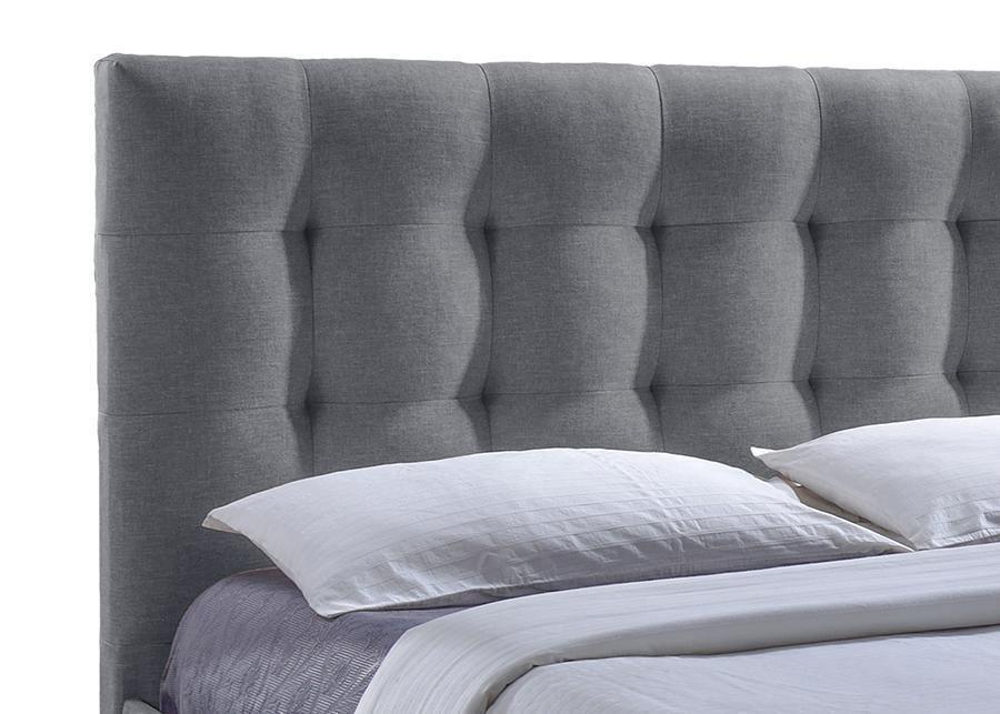 Sarter Contemporary Grid-Tufted Grey Fabric Upholstered Storage Queen-Size Bed with 2-drawer One (1) Queen Size Bed FredCo