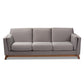 Sava Mid-Century Modern Grey Fabric Upholstered Walnut Wood 3-Seater Sofa FredCo