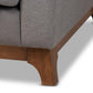 Sava Mid-Century Modern Grey Fabric Upholstered Walnut Wood 3-Seater Sofa FredCo