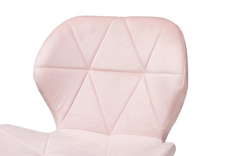 Savara Contemporary Glam and Luxe Blush Pink Velvet Fabric and Gold Metal Swivel Office Chair FredCo