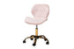 Savara Contemporary Glam and Luxe Blush Pink Velvet Fabric and Gold Metal Swivel Office Chair FredCo