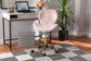 Savara Contemporary Glam and Luxe Blush Pink Velvet Fabric and Gold Metal Swivel Office Chair FredCo