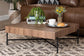 Savion Modern Industrial Walnut Brown Finished Wood and Black Metal Coffee Table FredCo