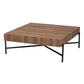 Savion Modern Industrial Walnut Brown Finished Wood and Black Metal Coffee Table FredCo