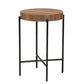 Savion Modern Industrial Walnut Brown Finished Wood and Black Metal End Table FredCo