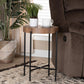 Savion Modern Industrial Walnut Brown Finished Wood and Black Metal End Table FredCo