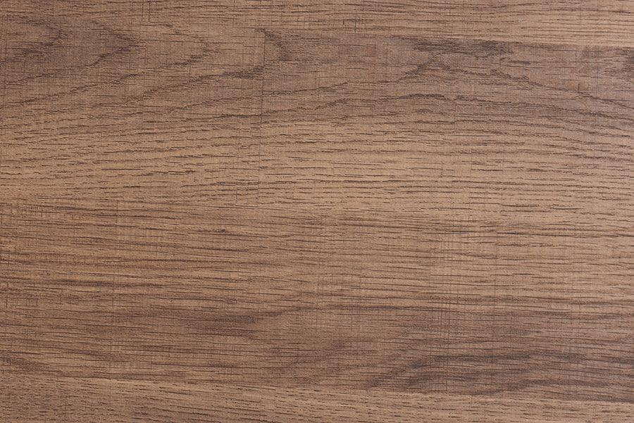 Savion Modern Industrial Walnut Brown Finished Wood and Black Metal End Table FredCo