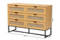 Sawyer Mid-Century Modern Industrial Oak Brown Finished Wood and Black Metal 6-Drawer Storage Cabinet with Natural Rattan FredCo