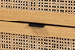 Sawyer Mid-Century Modern Industrial Oak Brown Finished Wood and Black Metal 6-Drawer Storage Cabinet with Natural Rattan FredCo