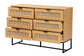 Sawyer Mid-Century Modern Industrial Oak Brown Finished Wood and Black Metal 6-Drawer Storage Cabinet with Natural Rattan FredCo