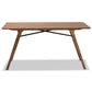 Saxton Mid-Century Modern Transitional Walnut Brown Finished Wood Dining Table FredCo