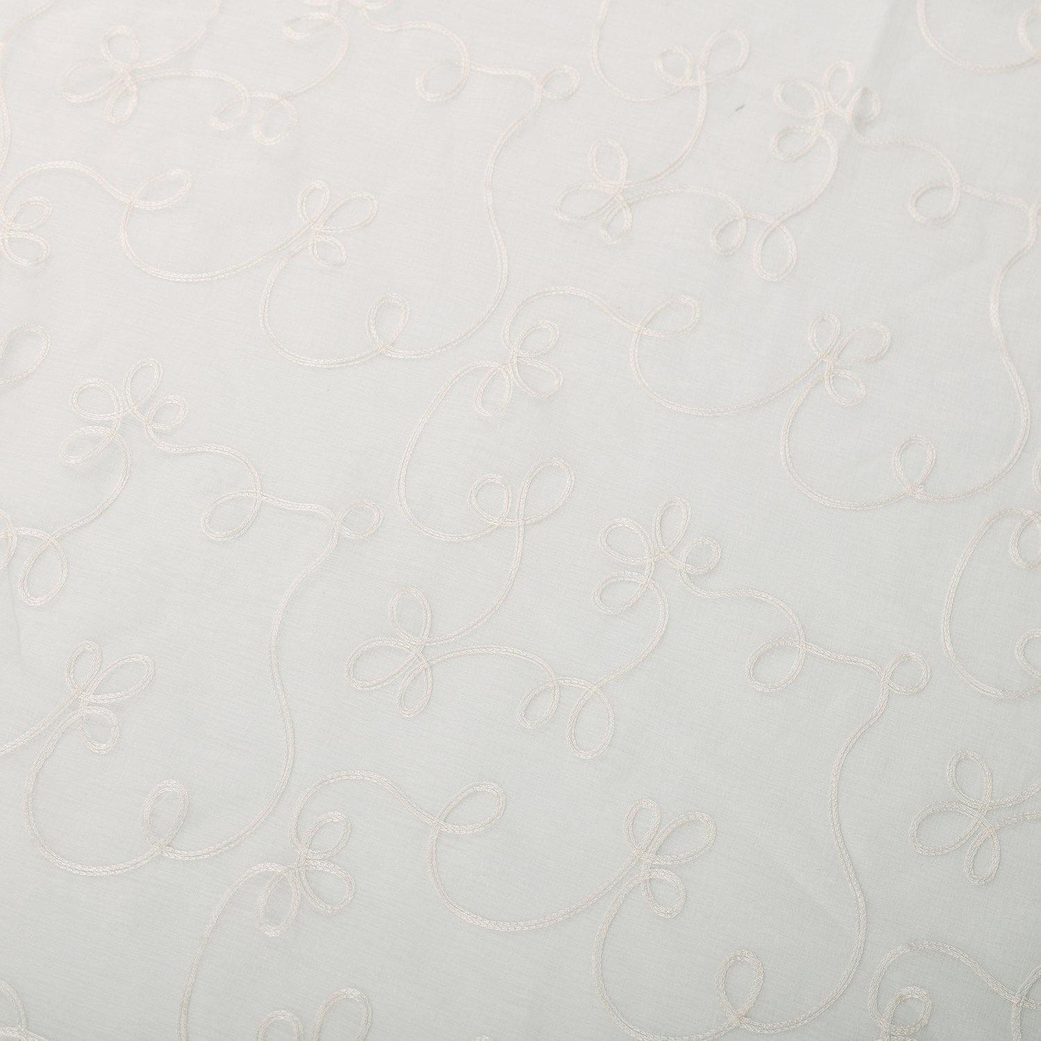Scroll Soft Diffused Light Airy Lightweight Floral Sheer Curtain Set FredCo