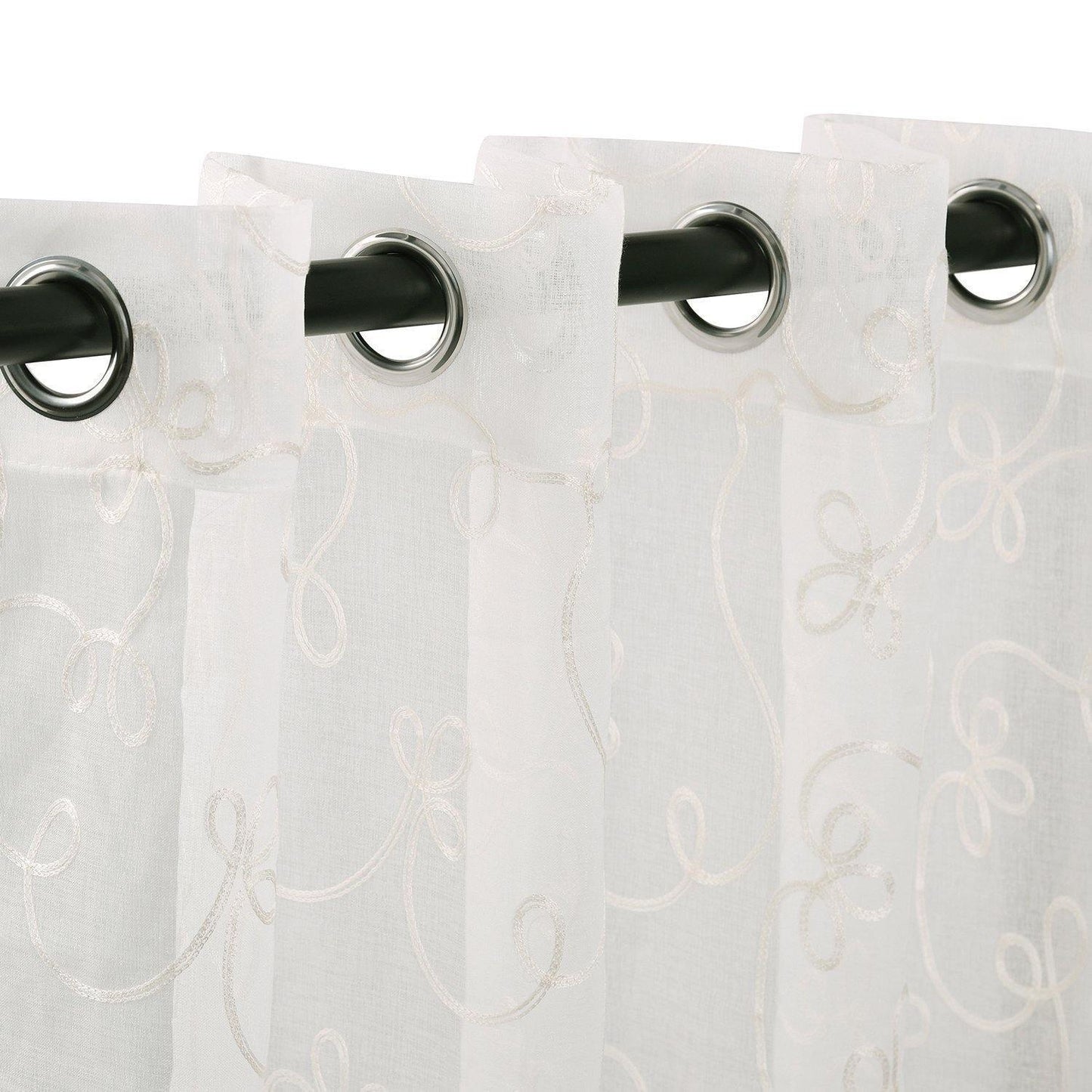 Scroll Soft Diffused Light Airy Lightweight Floral Sheer Curtain Set FredCo