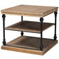 Sebastian Traditional Industrial Greywashed Wood and Black Metal 3-Tier End Table FredCo