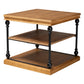 Sebastian Traditional Industrial Oak Brown Finished Wood and Black Metal 3-Tier End Table FredCo