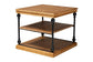 Sebastian Traditional Industrial Oak Brown Finished Wood and Black Metal 3-Tier End Table FredCo