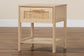 Sebille Mid-Century Modern Light Brown Finished Wood 1-Drawer Nightstand with Natural Rattan FredCo