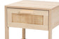 Sebille Mid-Century Modern Light Brown Finished Wood 1-Drawer Nightstand with Natural Rattan FredCo