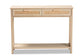 Sebille Mid-Century Modern Light Brown Finished Wood 2-Drawer Console Table with Natural Rattan FredCo