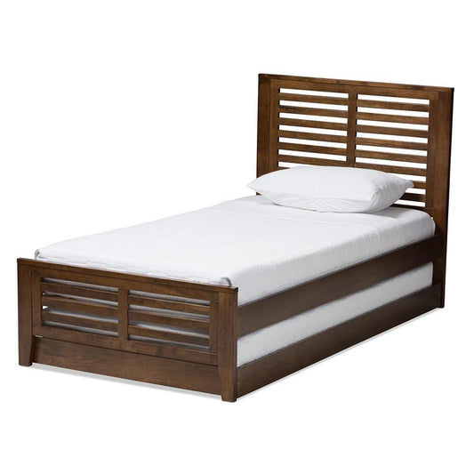 Sedona Modern Classic Mission Style Brown-Finished Wood Twin Platform Bed with Trundle FredCo