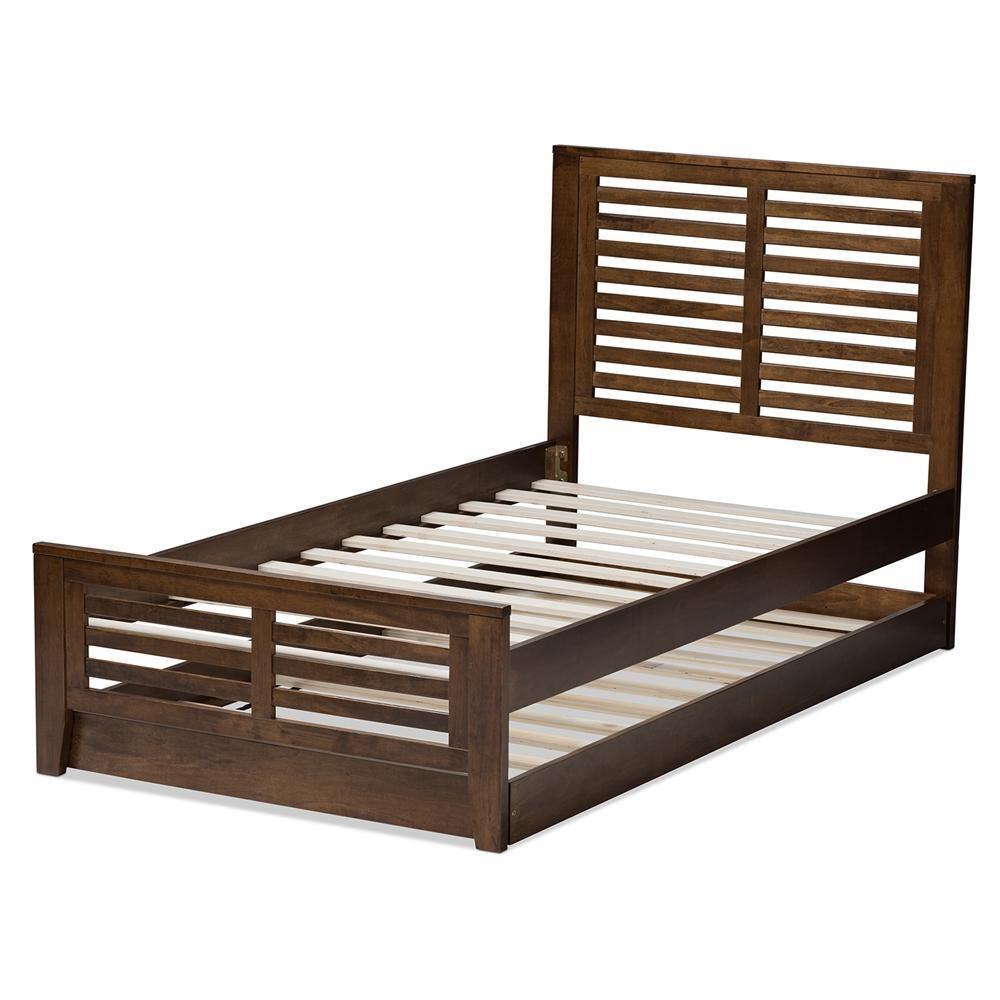 Sedona Modern Classic Mission Style Brown-Finished Wood Twin Platform Bed with Trundle FredCo