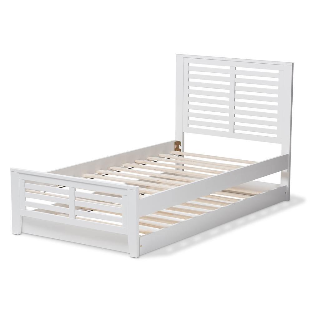 Sedona Modern Classic Mission Style White-Finished Wood Twin Platform Bed with Trundle FredCo