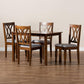 Sefa Modern and Contemporary Grey Fabric Upholstered and Walnut Brown Finished Wood 5-Piece Dining Set FredCo