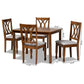 Sefa Modern and Contemporary Grey Fabric Upholstered and Walnut Brown Finished Wood 5-Piece Dining Set FredCo