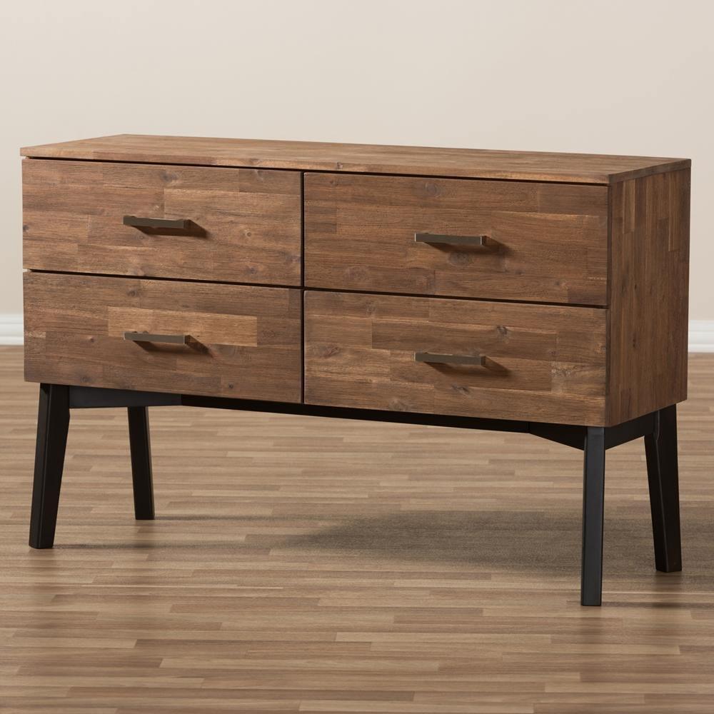 Selena Mid-Century Modern Brown Wood 4-Drawer Dresser FredCo