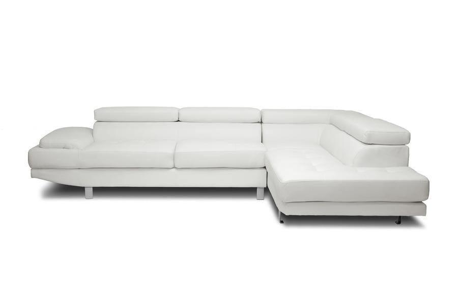 Selma White Leather Modern Sectional Sofa FredCo