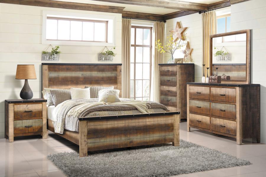 Sembene Bedroom Set Multicolor and Antique Multi Coaster Eastern King, 4 Piece FredCo