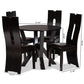 Senan Modern and Contemporary Dark Brown Faux Leather Upholstered and Dark Brown Finished Wood 5-Piece Dining Set FredCo
