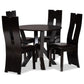 Senan Modern and Contemporary Dark Brown Faux Leather Upholstered and Dark Brown Finished Wood 5-Piece Dining Set FredCo