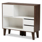 Senja Modern and Contemporary Two-Tone White and Walnut Brown Finished Wood 2-Shelf Bookcase FredCo
