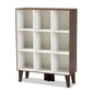Senja Modern and Contemporary Two-Tone White and Walnut Brown Finished Wood 9-Shelf Bookcase FredCo