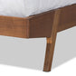 Senna Mid-Century Modern Beige Fabric Upholstered and Walnut Brown Finished Wood Full Size Platform Bed FredCo