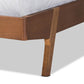 Senna Mid-Century Modern Grey Fabric Upholstered and Walnut Brown Finished Wood Full Size Platform Bed FredCo