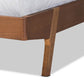 Senna Mid-Century Modern Grey Fabric Upholstered and Walnut Brown Finished Wood King Size Platform Bed FredCo