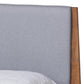 Senna Mid-Century Modern Grey Fabric Upholstered and Walnut Brown Finished Wood King Size Platform Bed FredCo