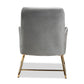 Sennet Glam and Luxe Grey Velvet Fabric Upholstered Gold Finished Armchair FredCo