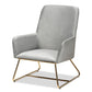 Sennet Glam and Luxe Grey Velvet Fabric Upholstered Gold Finished Armchair FredCo