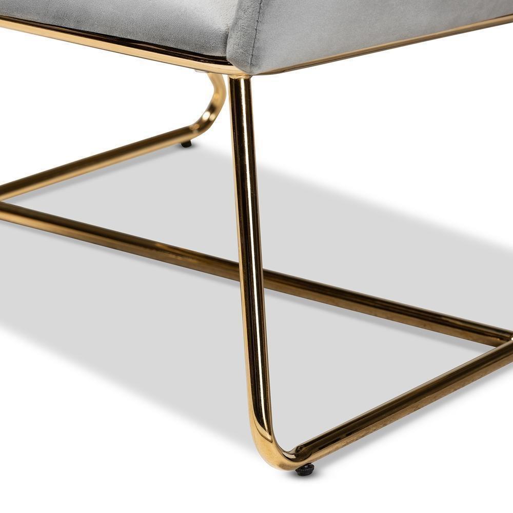 Sennet Glam and Luxe Grey Velvet Fabric Upholstered Gold Finished Armchair FredCo