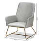 Sennet Glam and Luxe Grey Velvet Fabric Upholstered Gold Finished Armchair FredCo