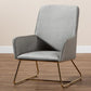Sennet Glam and Luxe Grey Velvet Fabric Upholstered Gold Finished Armchair FredCo