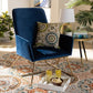 Sennet Glam and Luxe Navy Blue Velvet Fabric Upholstered Gold Finished Armchair FredCo