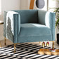 Seraphin Glam and Luxe Light Blue Velvet Fabric Upholstered Gold Finished Armchair FredCo