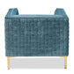 Seraphin Glam and Luxe Light Blue Velvet Fabric Upholstered Gold Finished Armchair FredCo