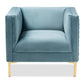 Seraphin Glam and Luxe Light Blue Velvet Fabric Upholstered Gold Finished Armchair FredCo